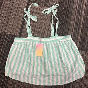 NWT Stoney Clover Lane x Target Green White Striped Crop Top Tank Size Large